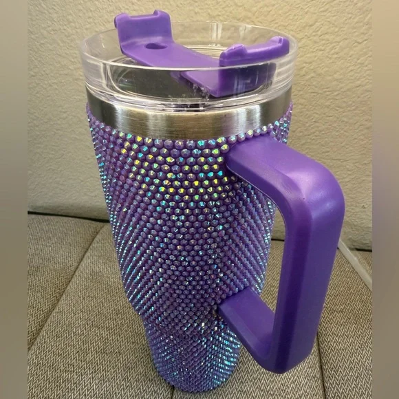 40oz Premium Rhinestone Insulated Stainless Steel, Insulated Tumbler New PURPLE - Picture 6 of 15